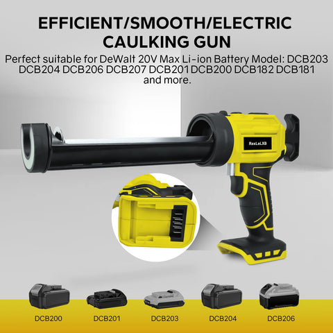 RexLeLXB caulk gun offers 4-speed control for accurate flow.