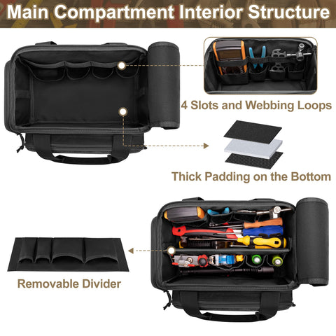 Rexmica tool bag removable divider helps you customize tool layouts quickly