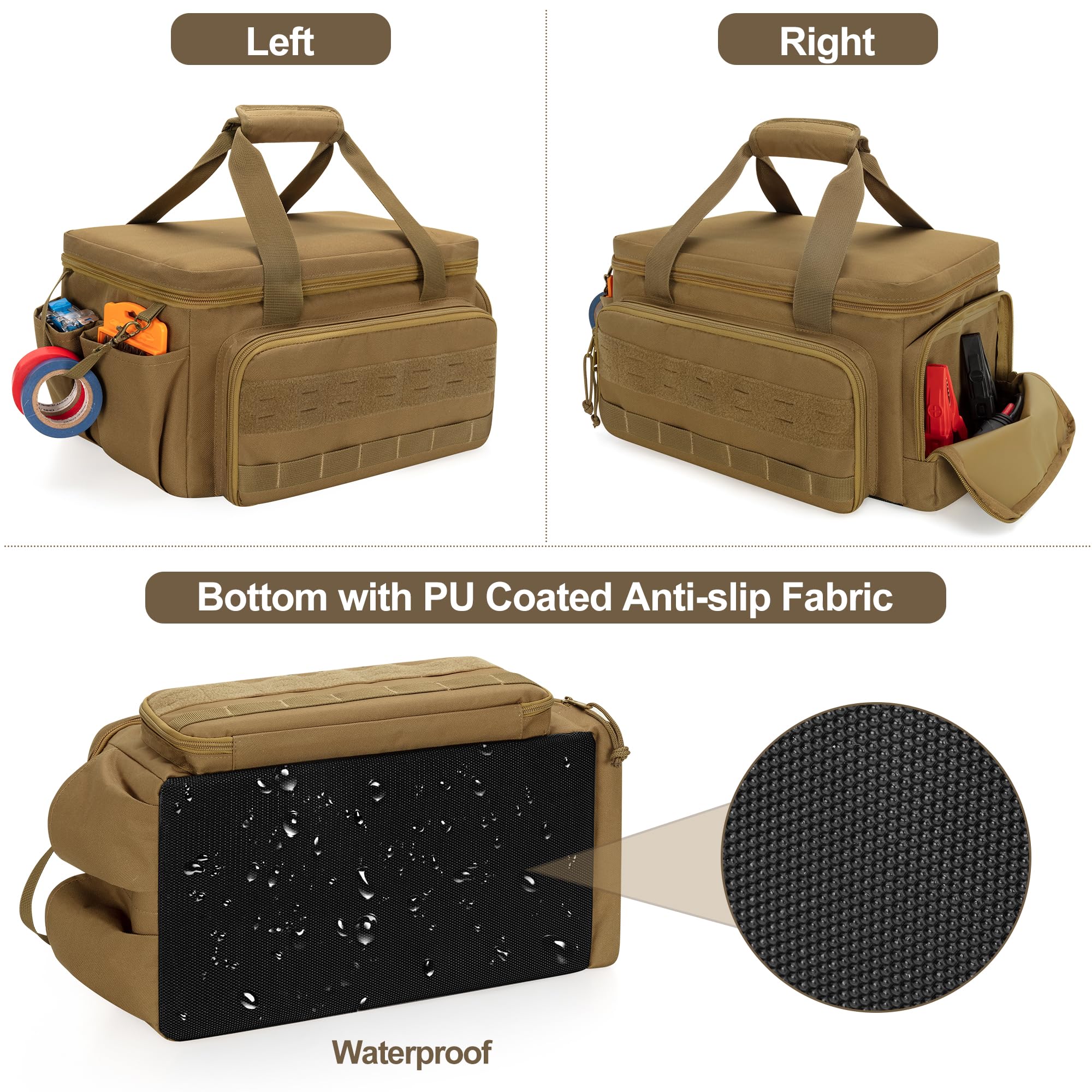 Rexmica 14-Inch Tool Bag anti-slip bottom keeps bag steady