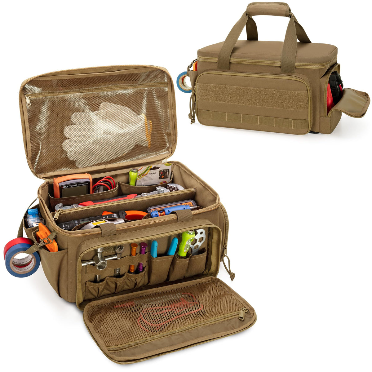 Rexmica 14-Inch Tool Bag front view showing versatile storage for hand tools