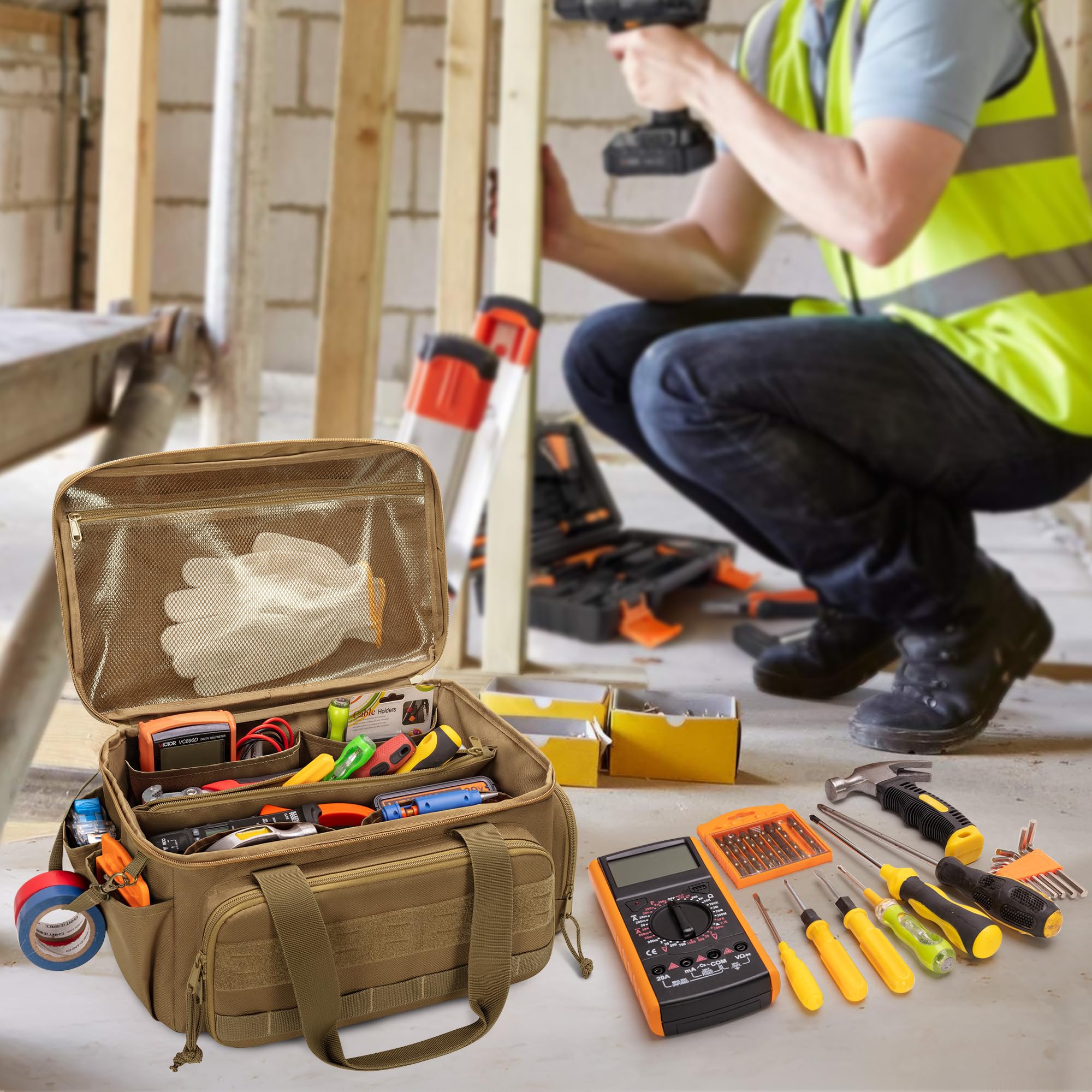 Rexmica 14-Inch Tool Bag tear-resistant nylon for rugged sites