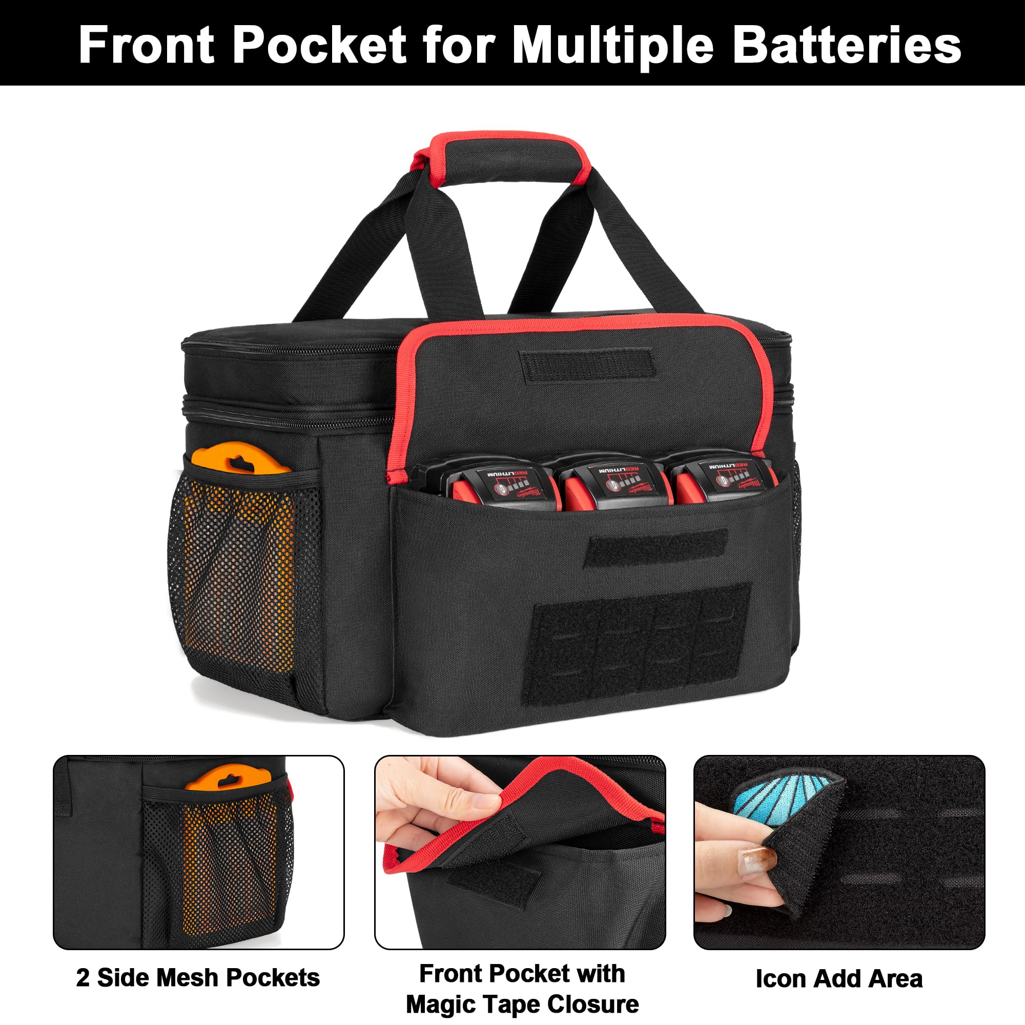 Rexmica bag front pocket stores inflator accessories neatly