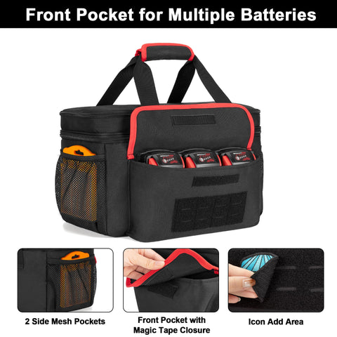 Rexmica bag front pocket stores inflator accessories neatly