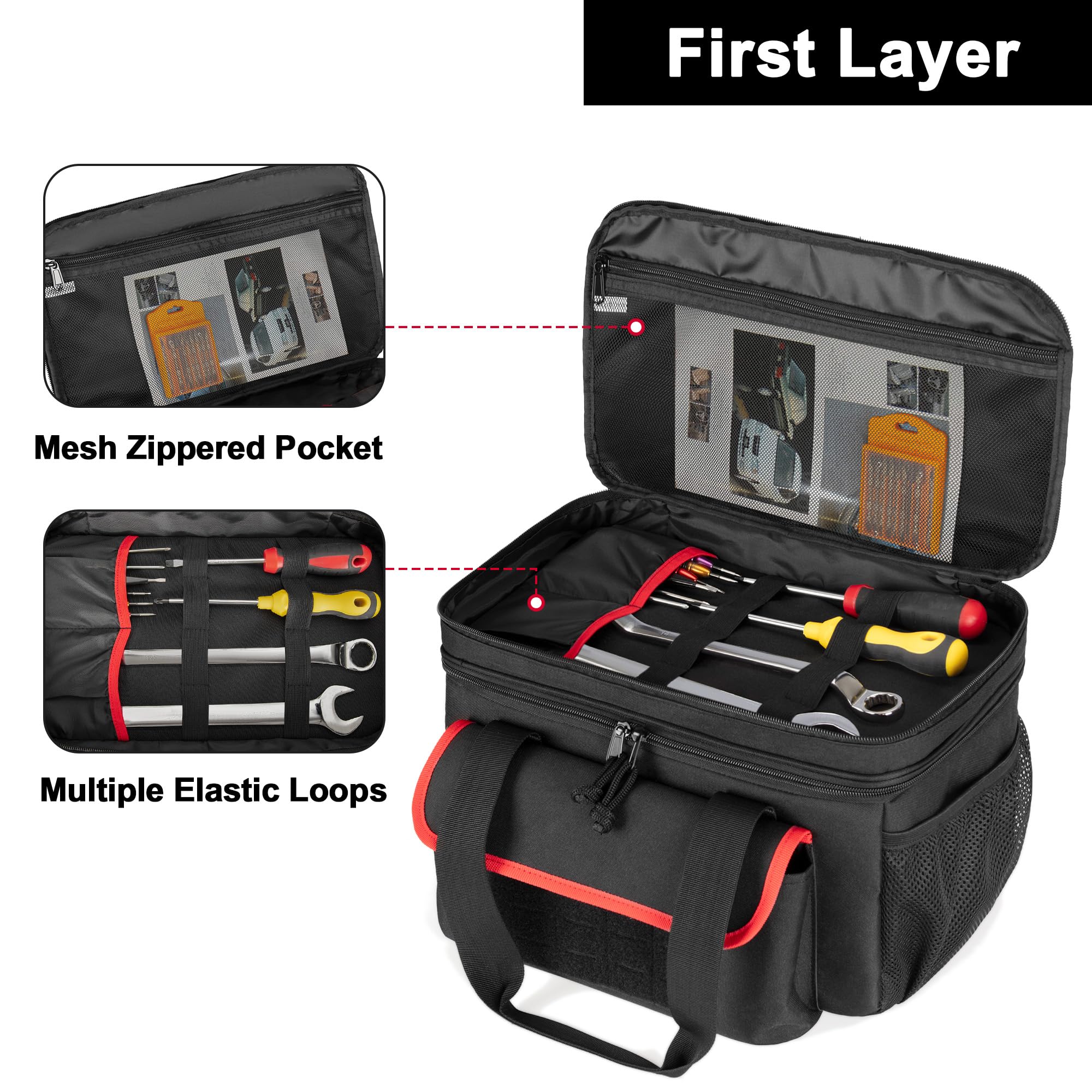 Rexmica bag side pouches organize batteries and accessories for quick access