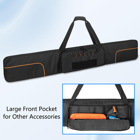Rexmica bag shows two rails slots securely holding guide rails during transit