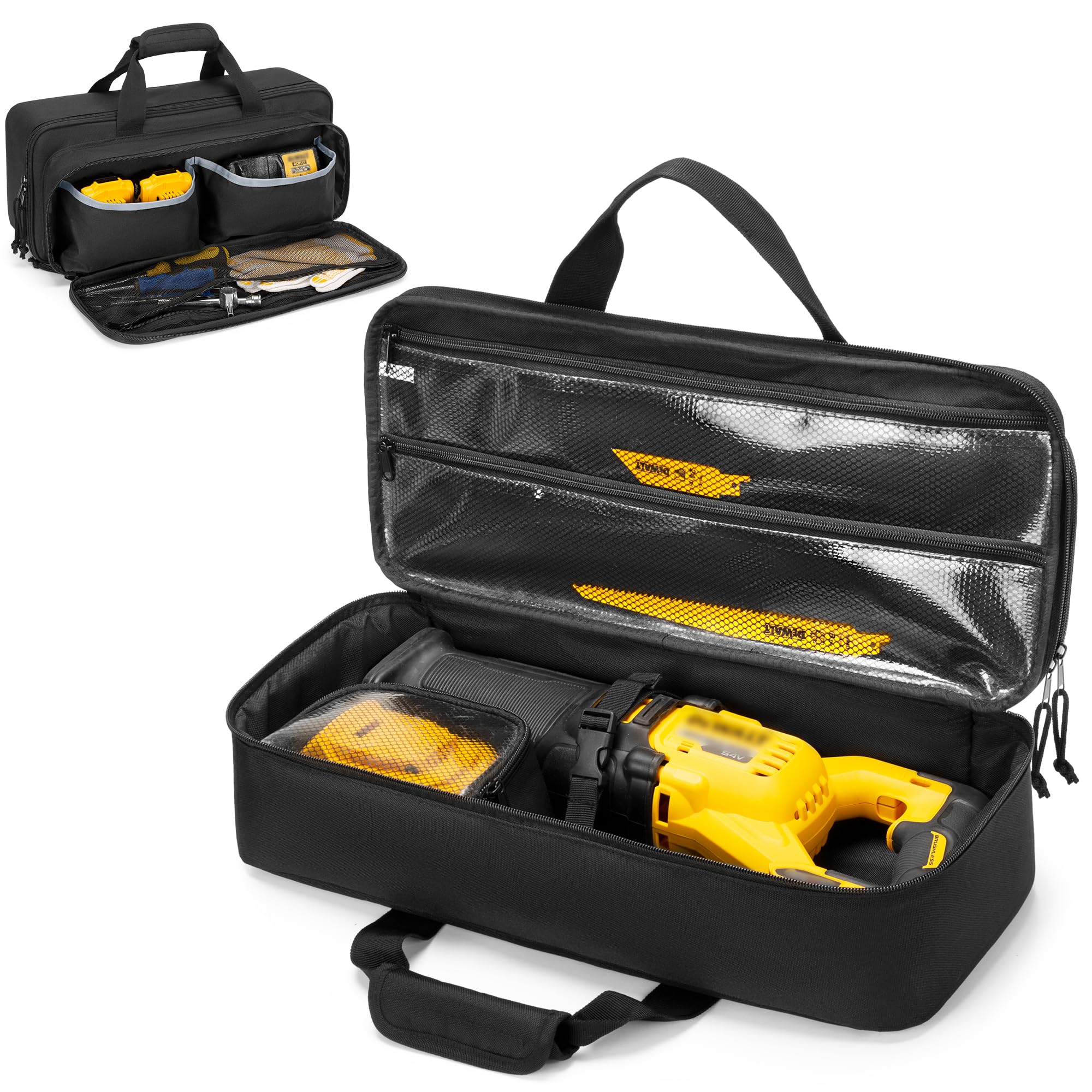 Rexmica carrying case with DEWALT compatible interior for secure tool storage