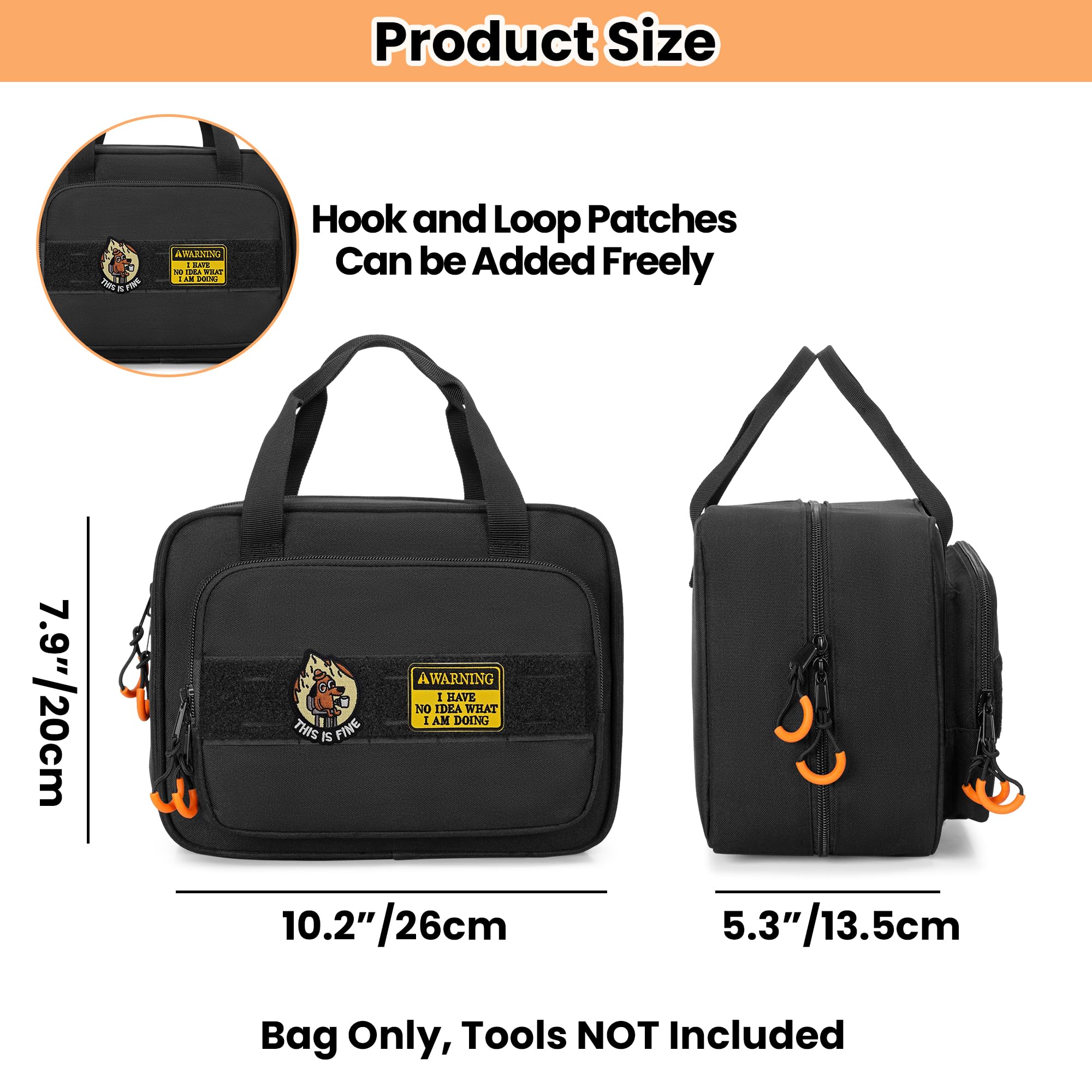 Rexmica carrying case full zipper allows quick access to tools.