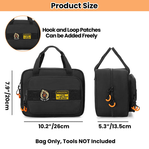 Rexmica carrying case full zipper allows quick access to tools.