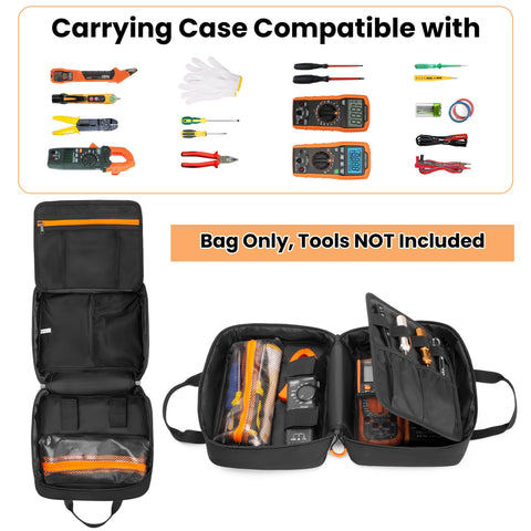 Rexmica carrying case mesh pocket improves tool organization for faster job setup.