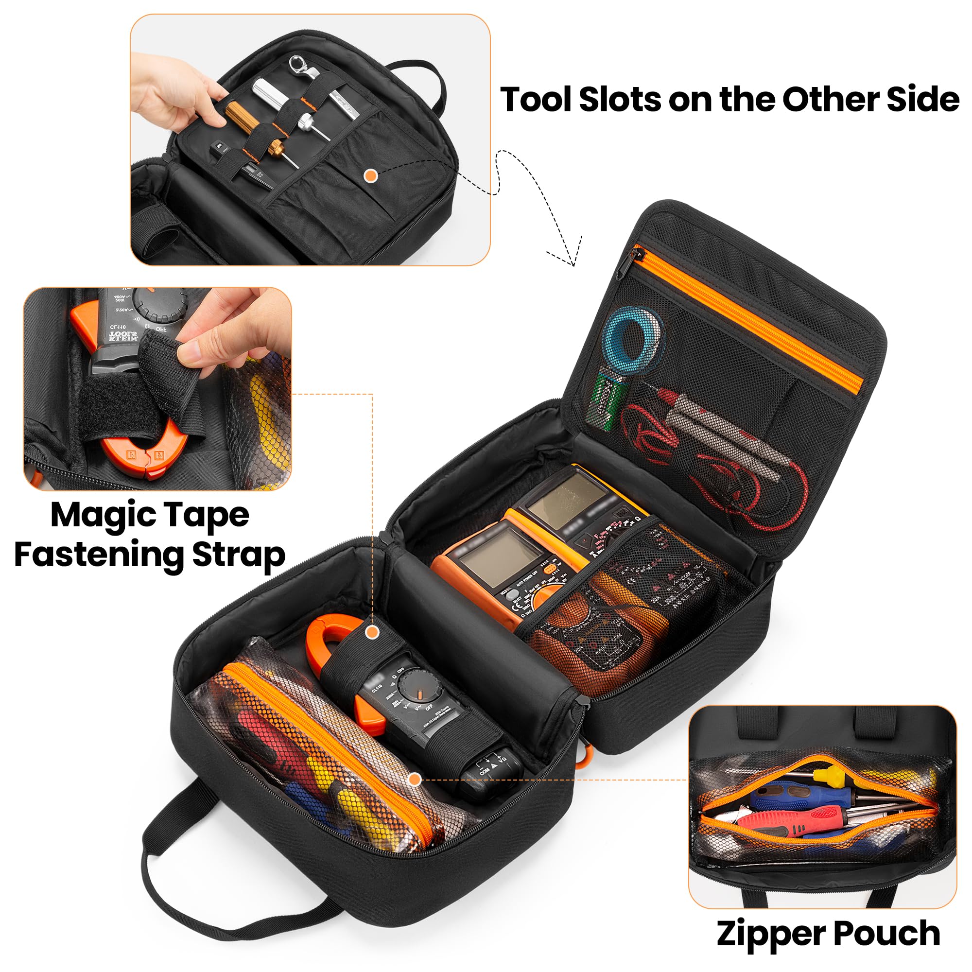 Rexmica carrying case padded interior cushions meters and testers during transport.