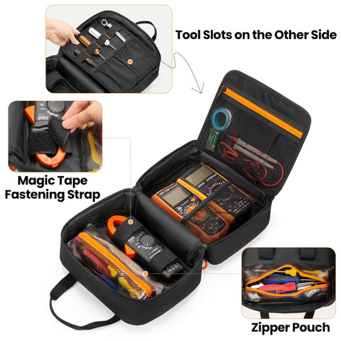Rexmica carrying case padded interior cushions meters and testers during transport.