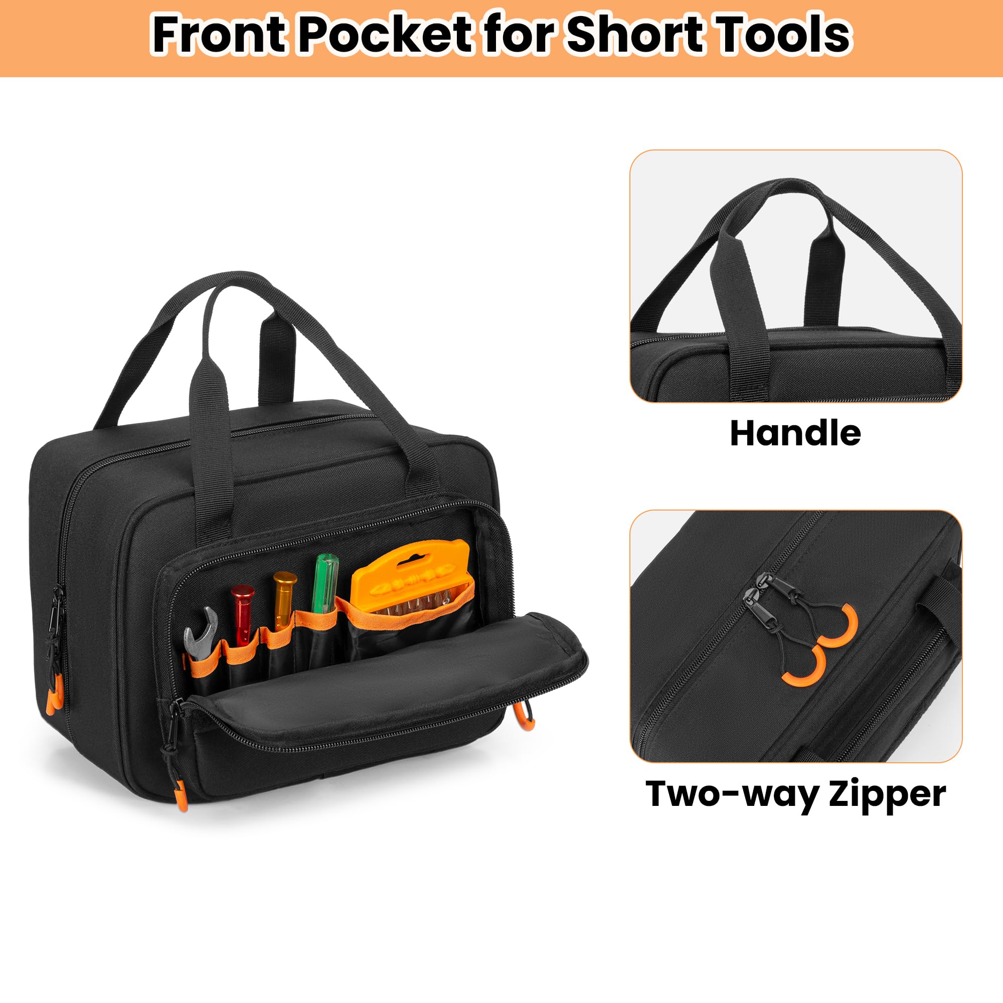 Rexmica carrying case side pocket keeps small adapters within easy reach.