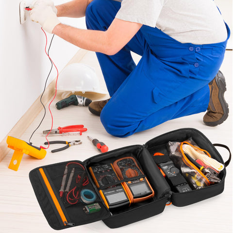 Rexmica carrying case sturdy handle makes transport easy on site.