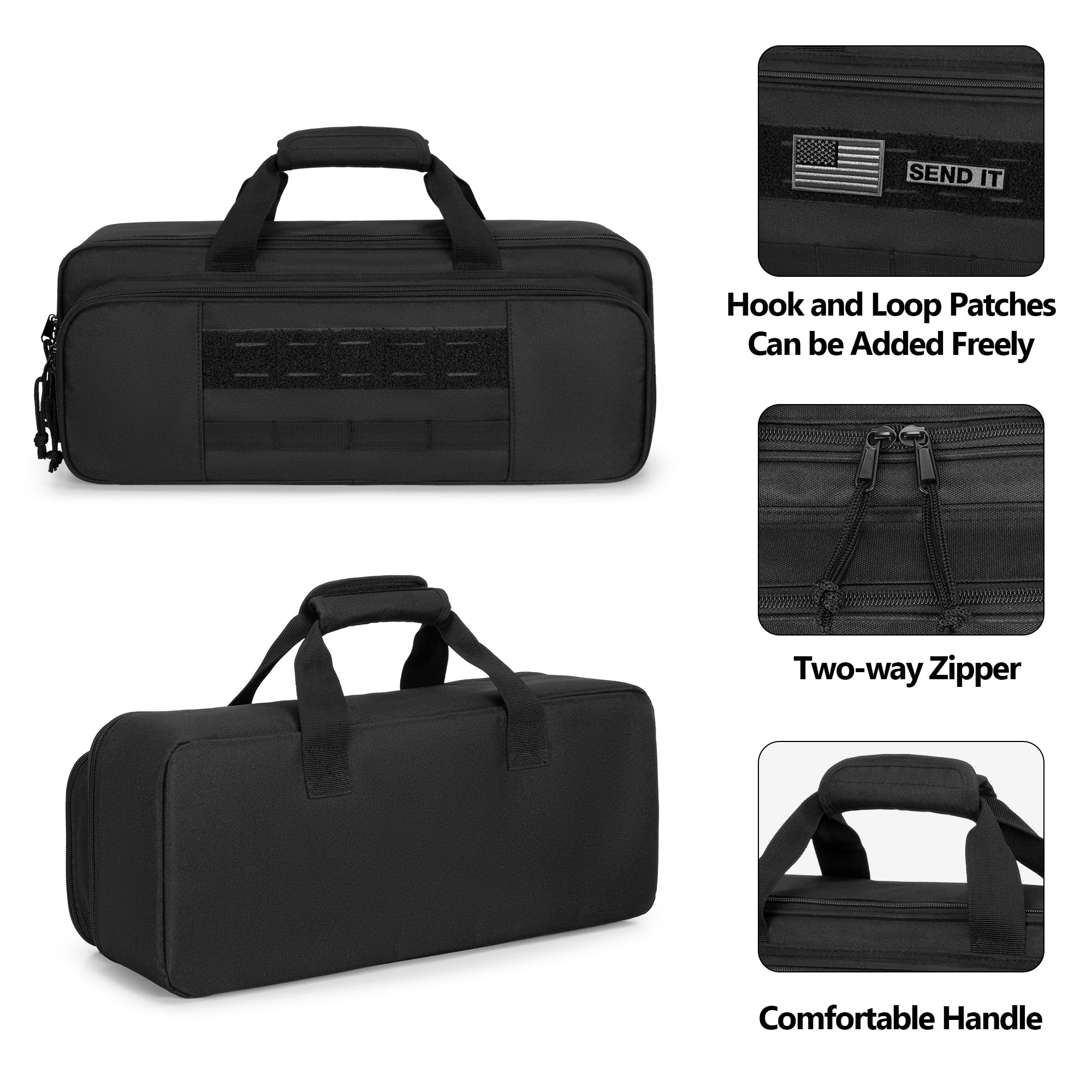 Rexmica reciprocating saw case carry handles provide comfortable transport between jobs.