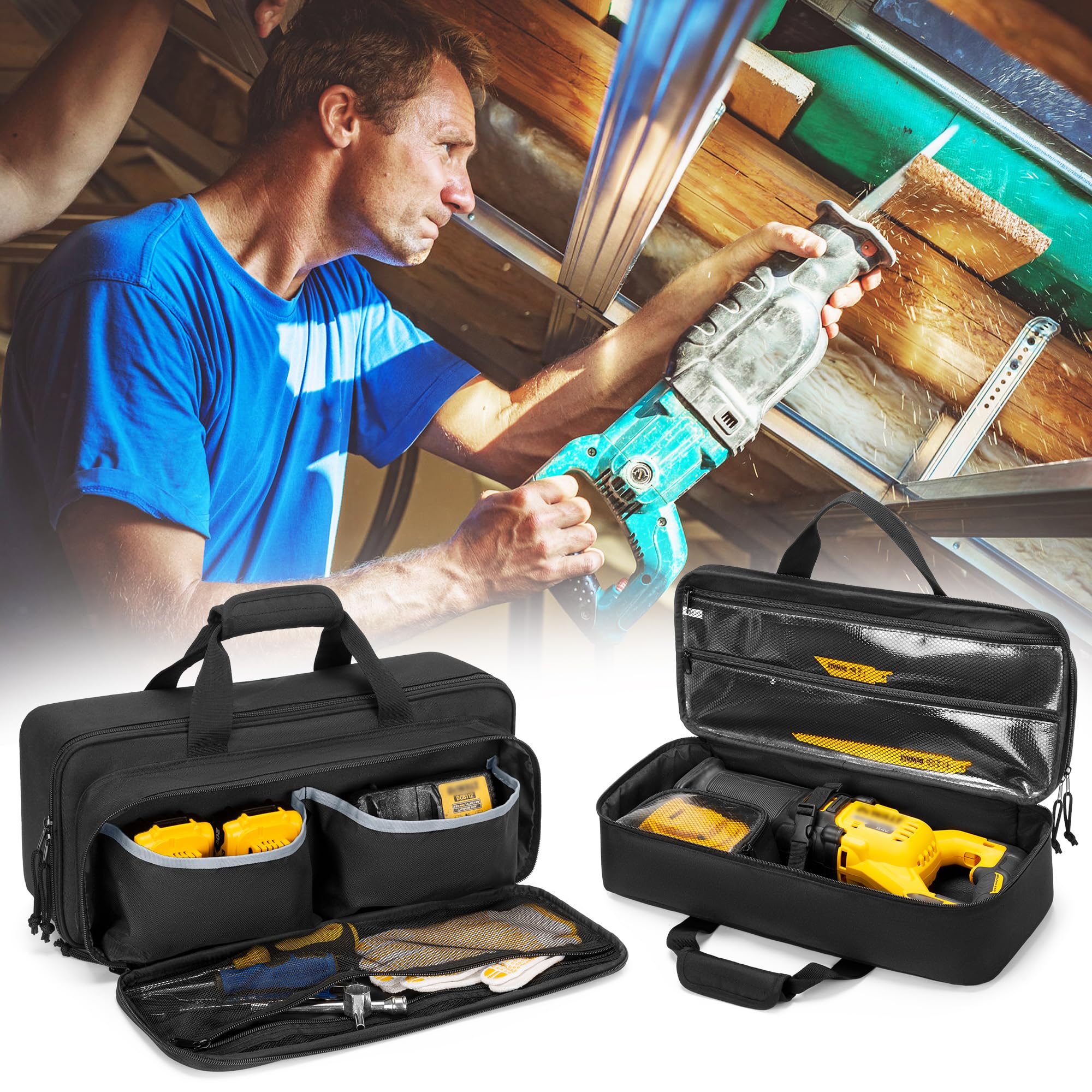 Rexmica bag pocket for batteries and charger keeps essentials organized