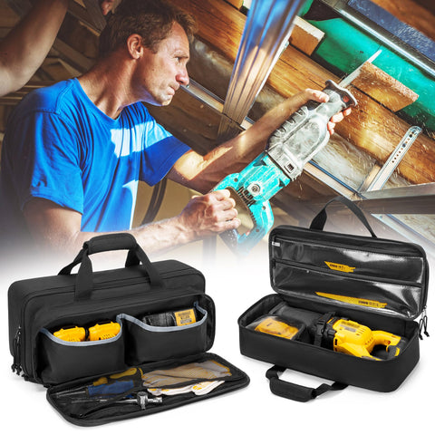 Rexmica bag pocket for batteries and charger keeps essentials organized