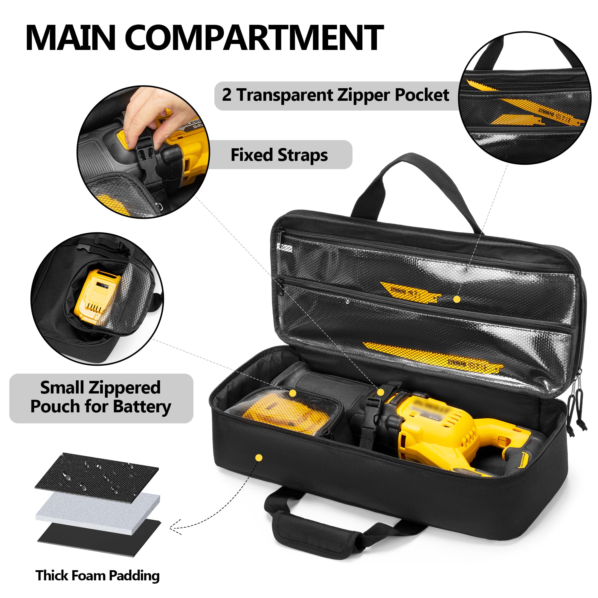 Rexmica case interior with foam padding cushions the tool