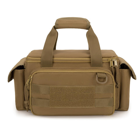 Rexmica khaki tool bag suits electricians, mechanics, and DIYers.