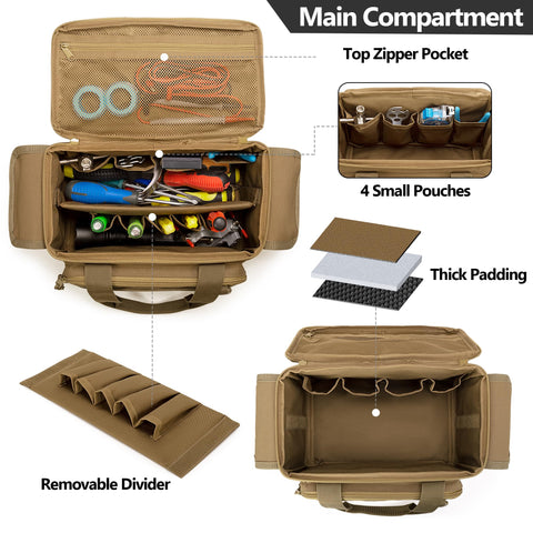 Rexmica tool organizer main compartment with divider keeps tools sorted.