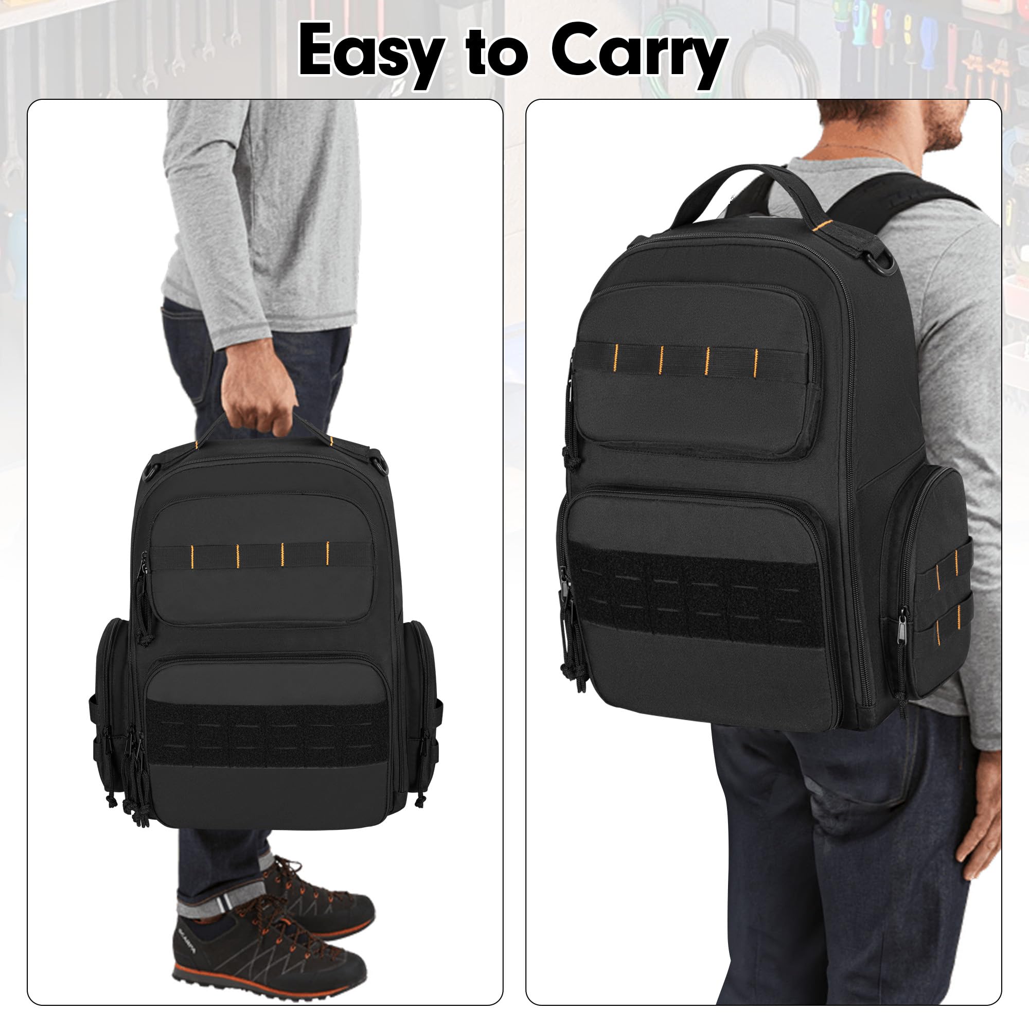 Rexmica front and side pockets for versatile tool access