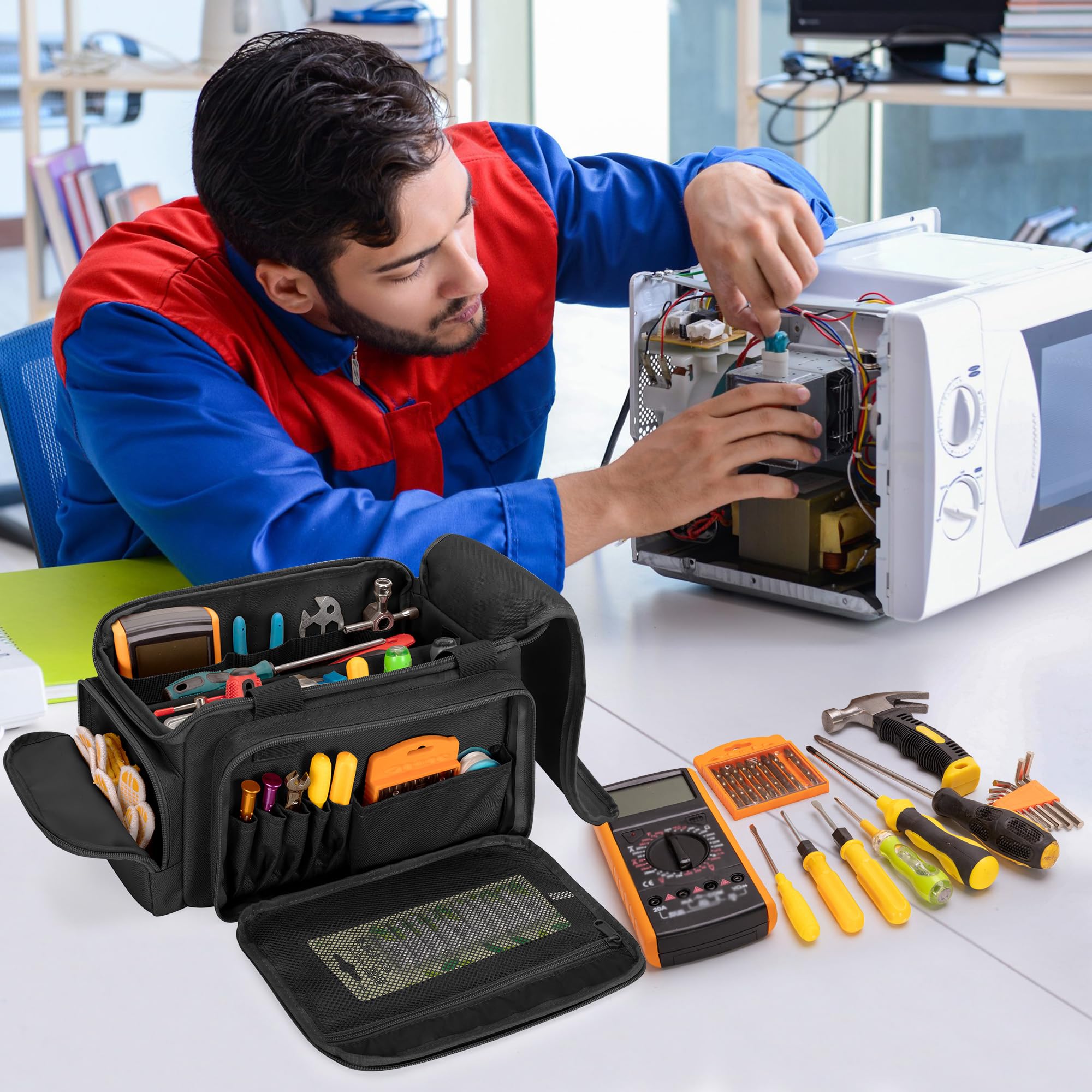 Rexmica tool bag nylon construction balances lightweight carry and durability