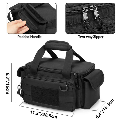 Rexmica front accessory pocket secures small tools for quick access
