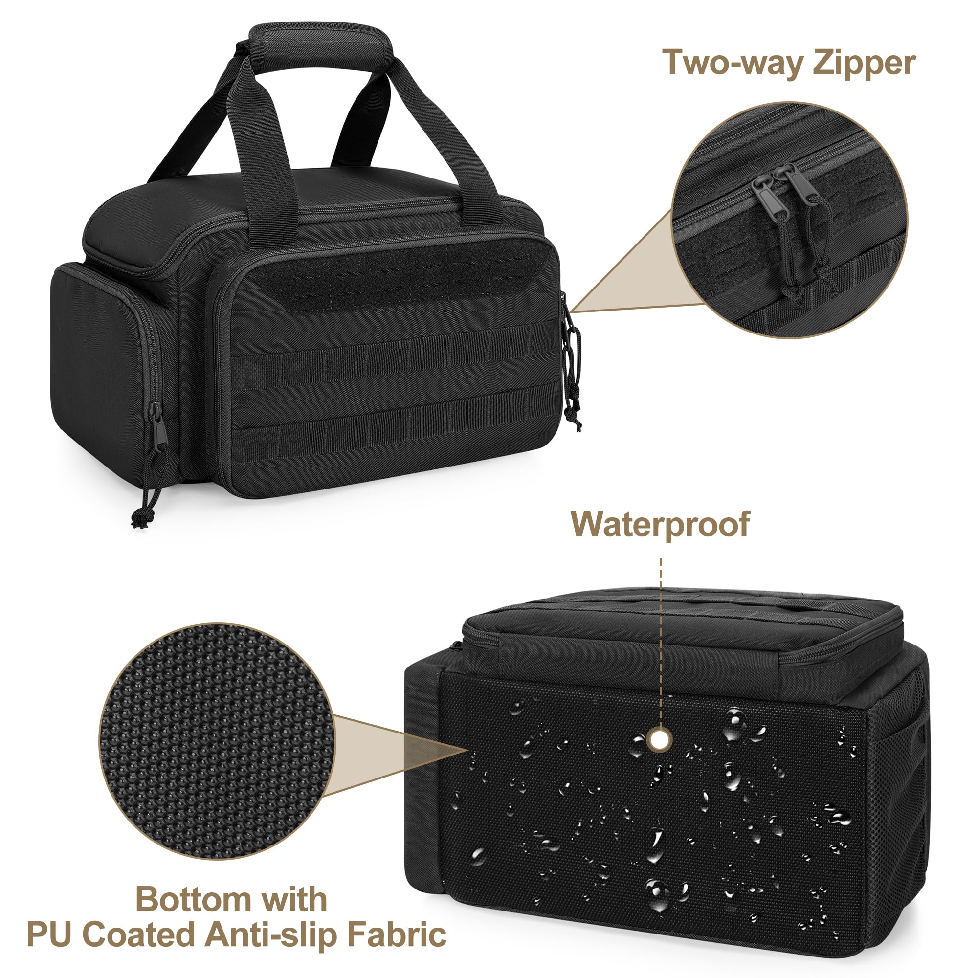 Rexmica tool bag right side mesh pocket stores gloves and tape measures