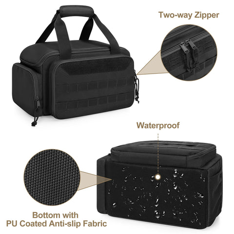 Rexmica tool bag right side mesh pocket stores gloves and tape measures