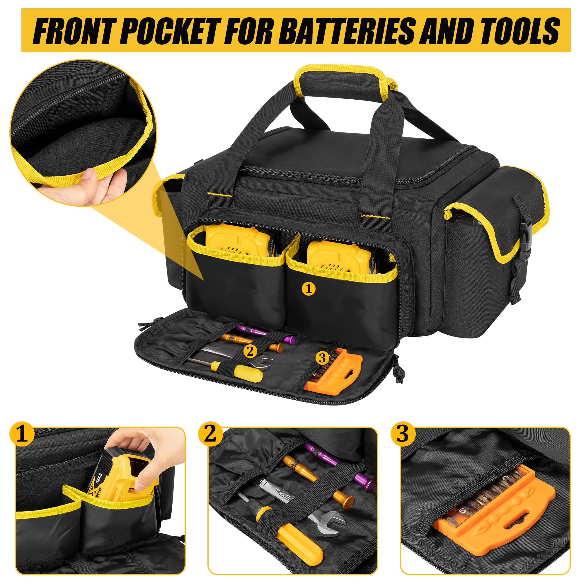 Rexmica transparent pocket holds inflator hose for quick access.