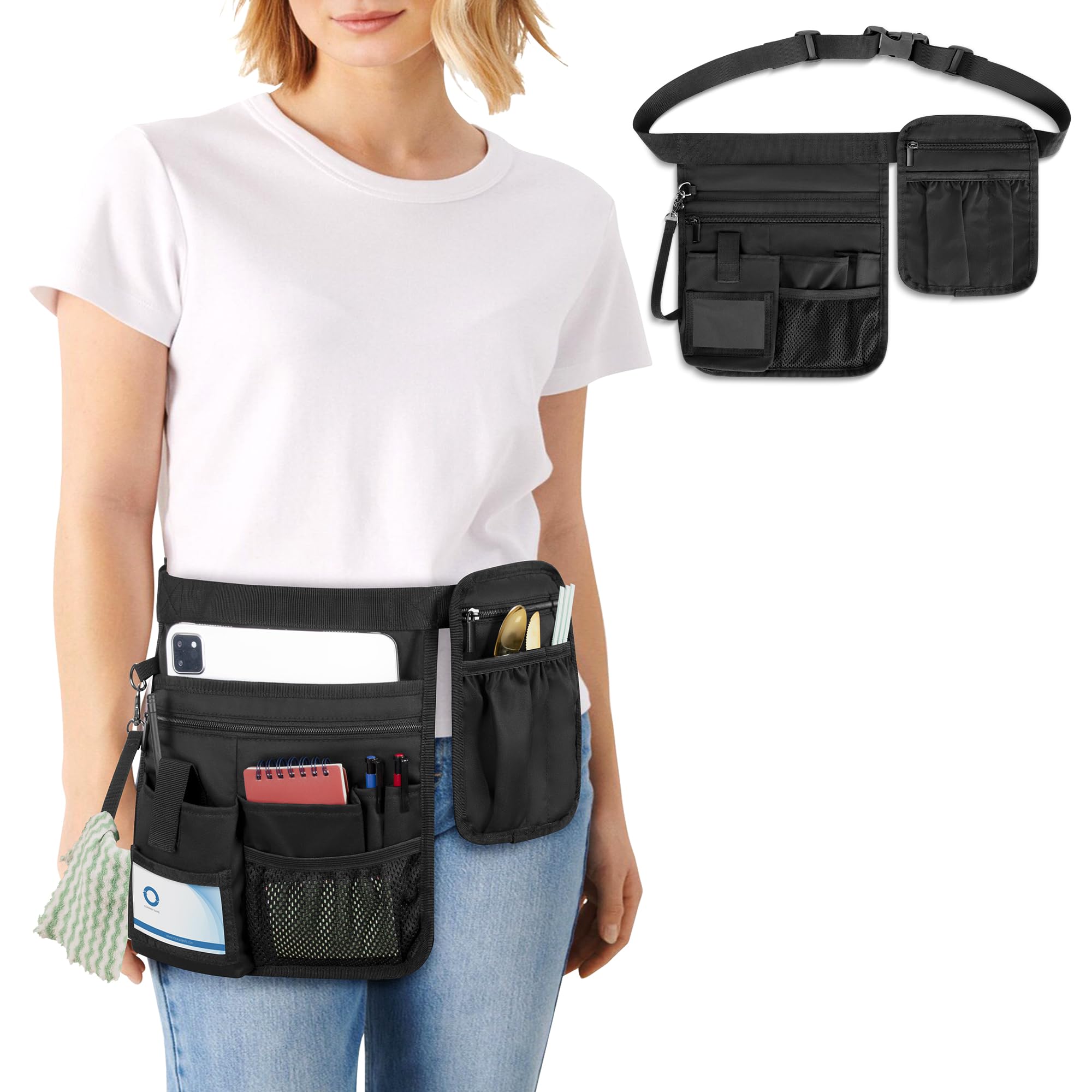 Rexmica Waitress Apron adjustable belts fit up to 51.2 inches.