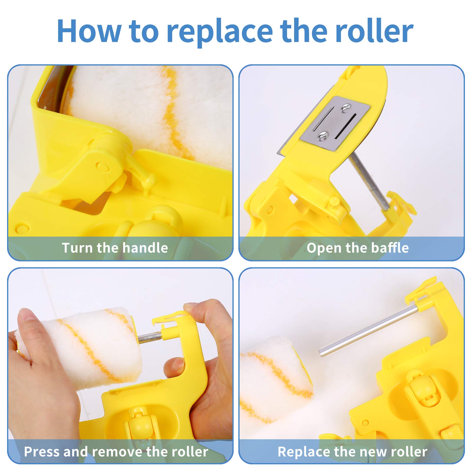 Rexroth edger roller creates smooth paint texture on walls.