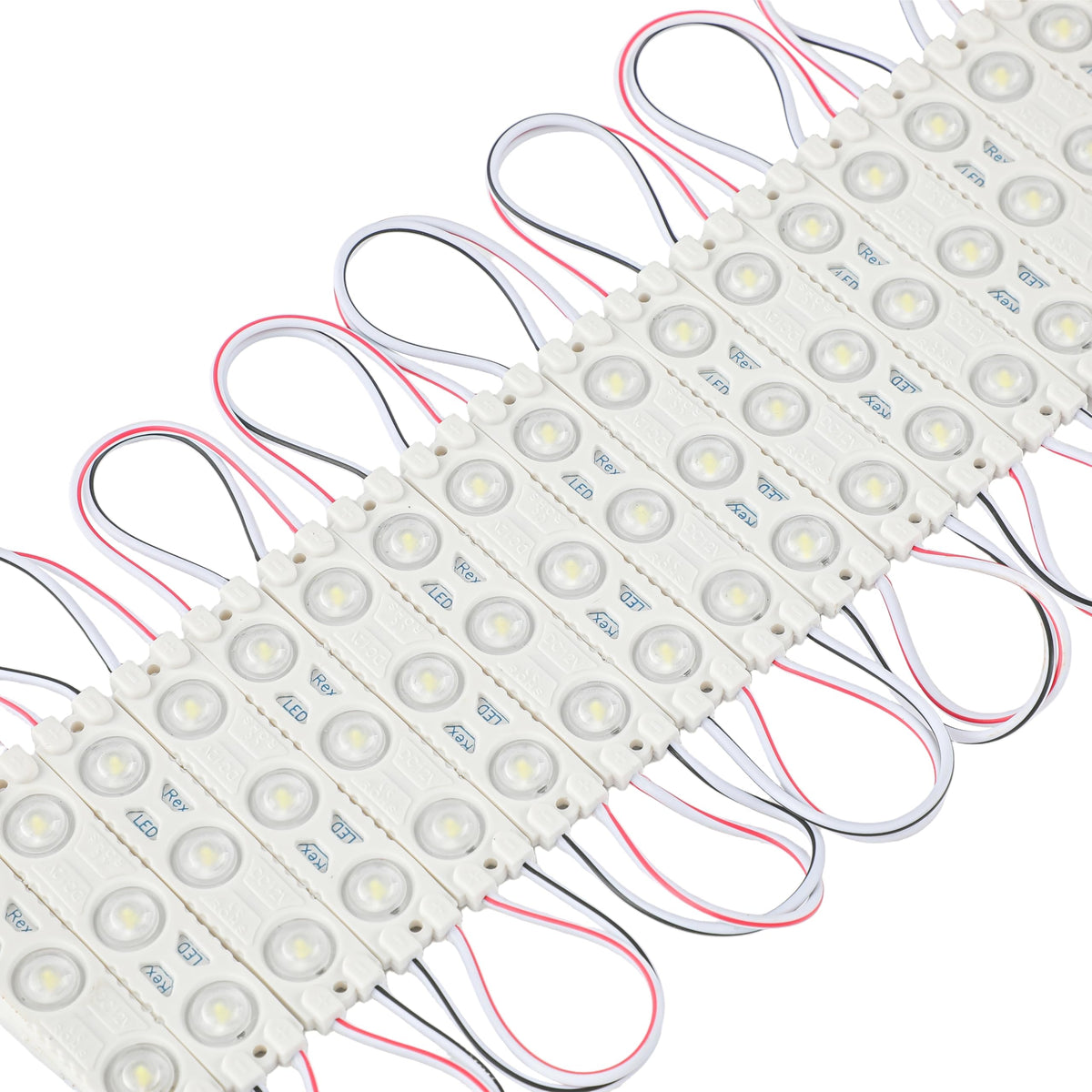 Rextin 3LED white module with lens provides durable signage lighting.