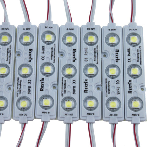REXTiN Super Bright 3-LED module adhesive back for easy outdoor sign mounting.
