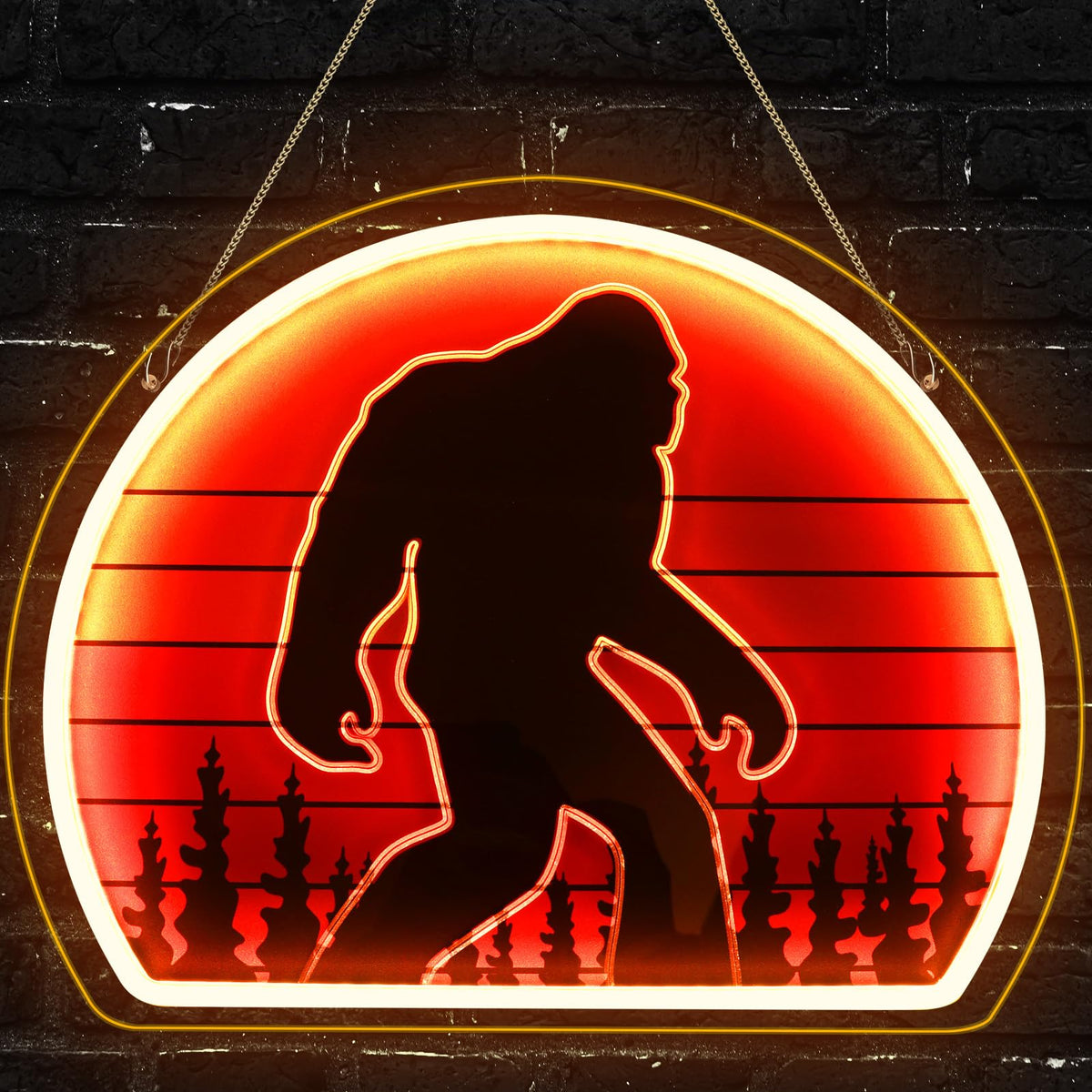 ReyeeInc Bigfoot neon sign front view adds warm ambient light for cozy spaces