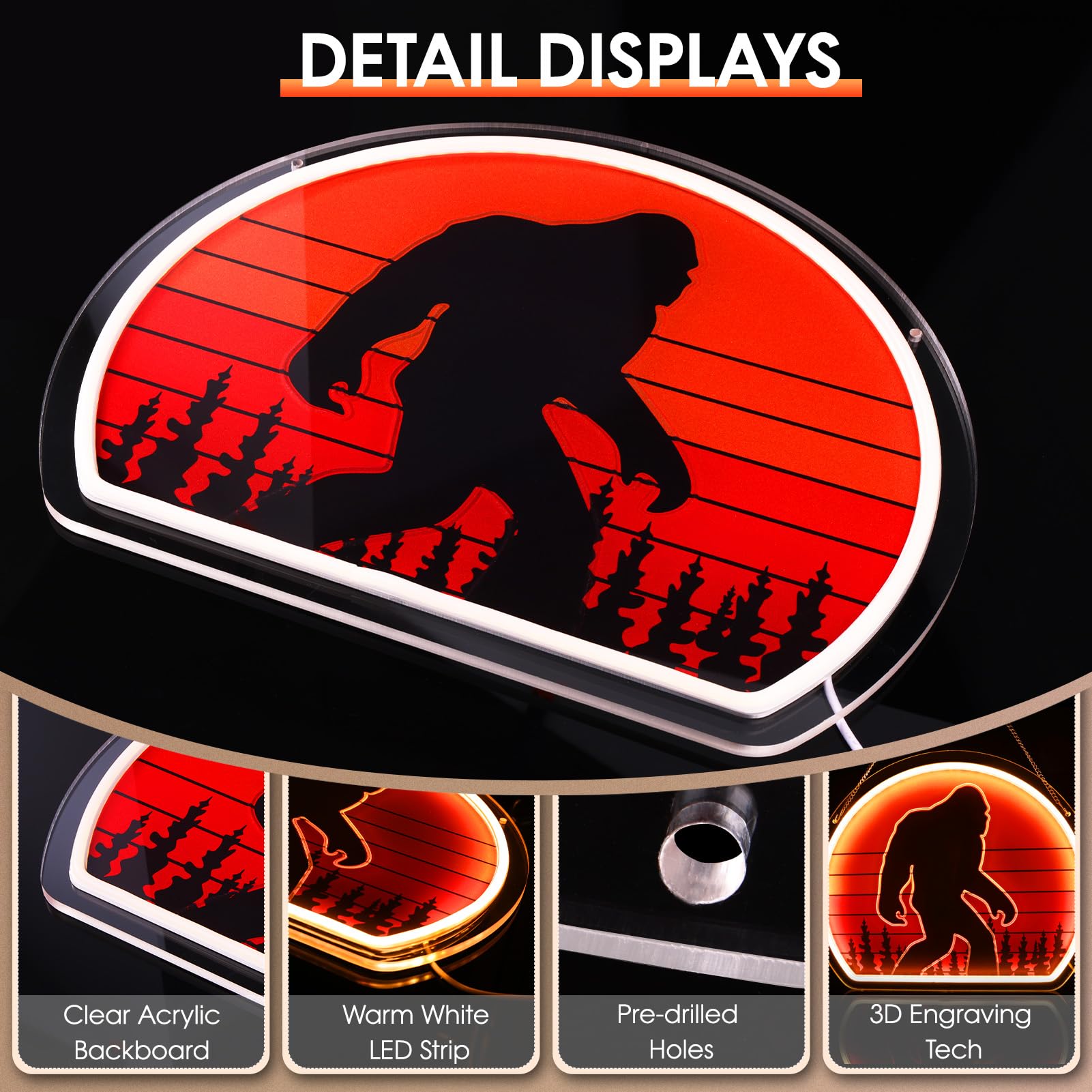 ReyeeInc Bigfoot neon sign USB-powered design enables flexible placement