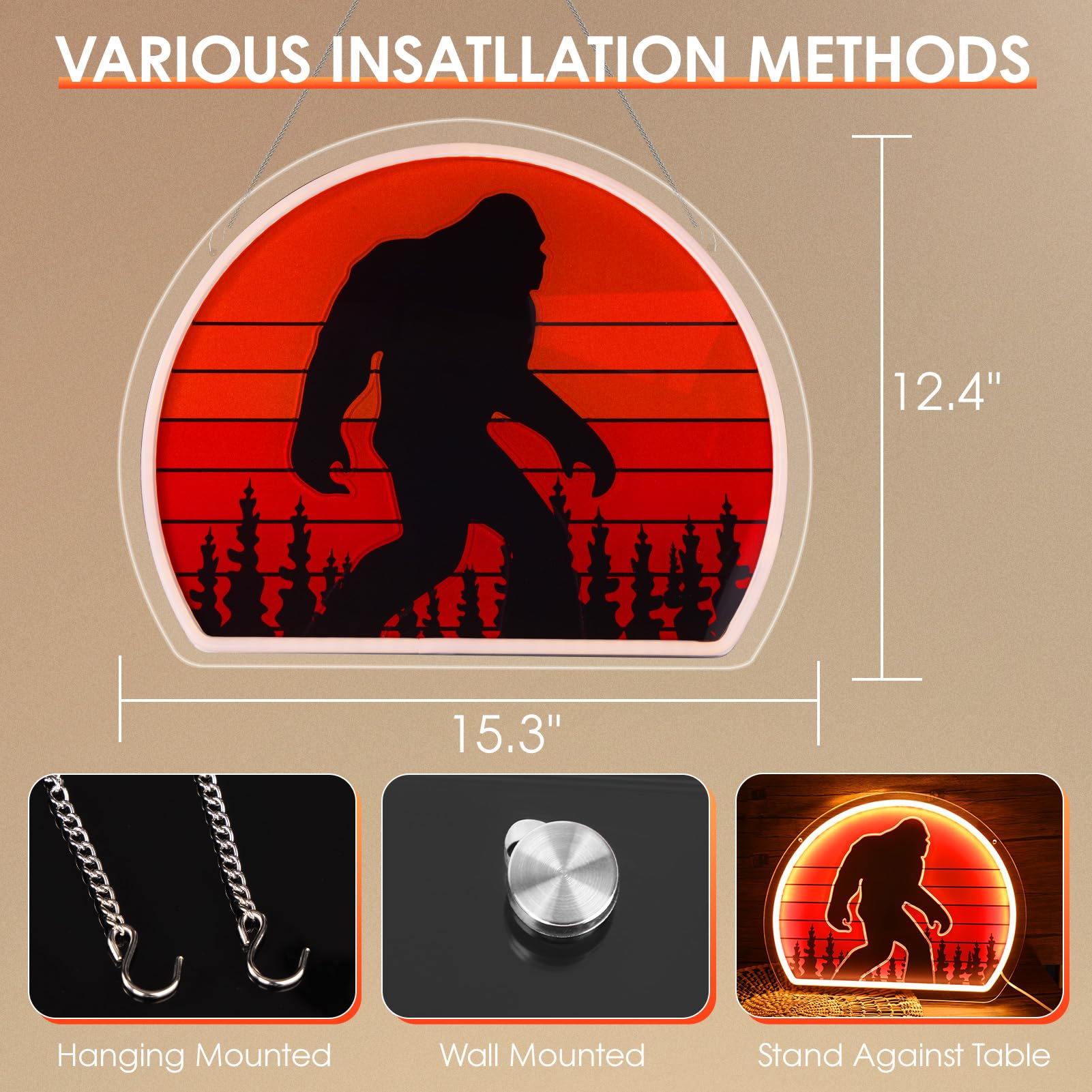ReyeeInc Bigfoot neon sign wall mount ready for easy setup