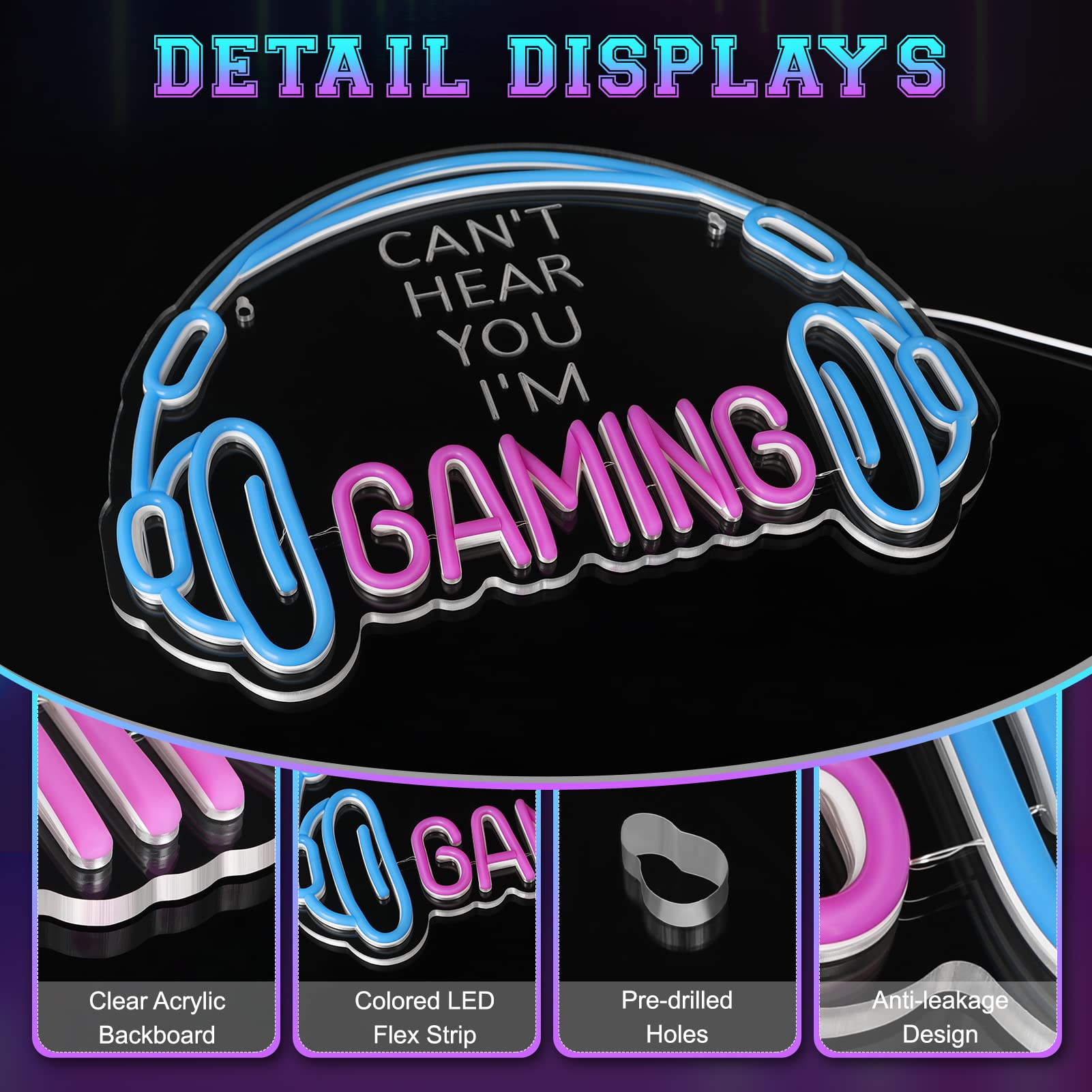 ReyeeInc gaming neon sign durable acrylic and silicone construction for lasting use