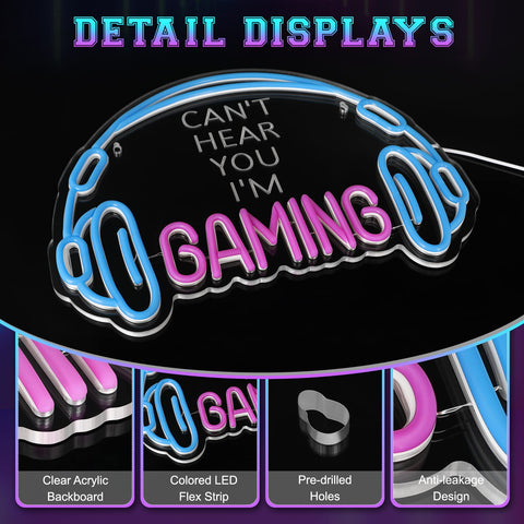 ReyeeInc gaming neon sign durable acrylic and silicone construction for lasting use