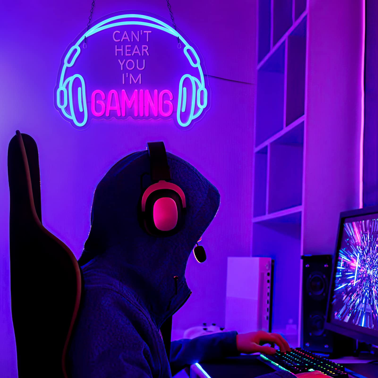 ReyeeInc gaming neon sign USB-powered wall-mount setup enhances room lighting and mood