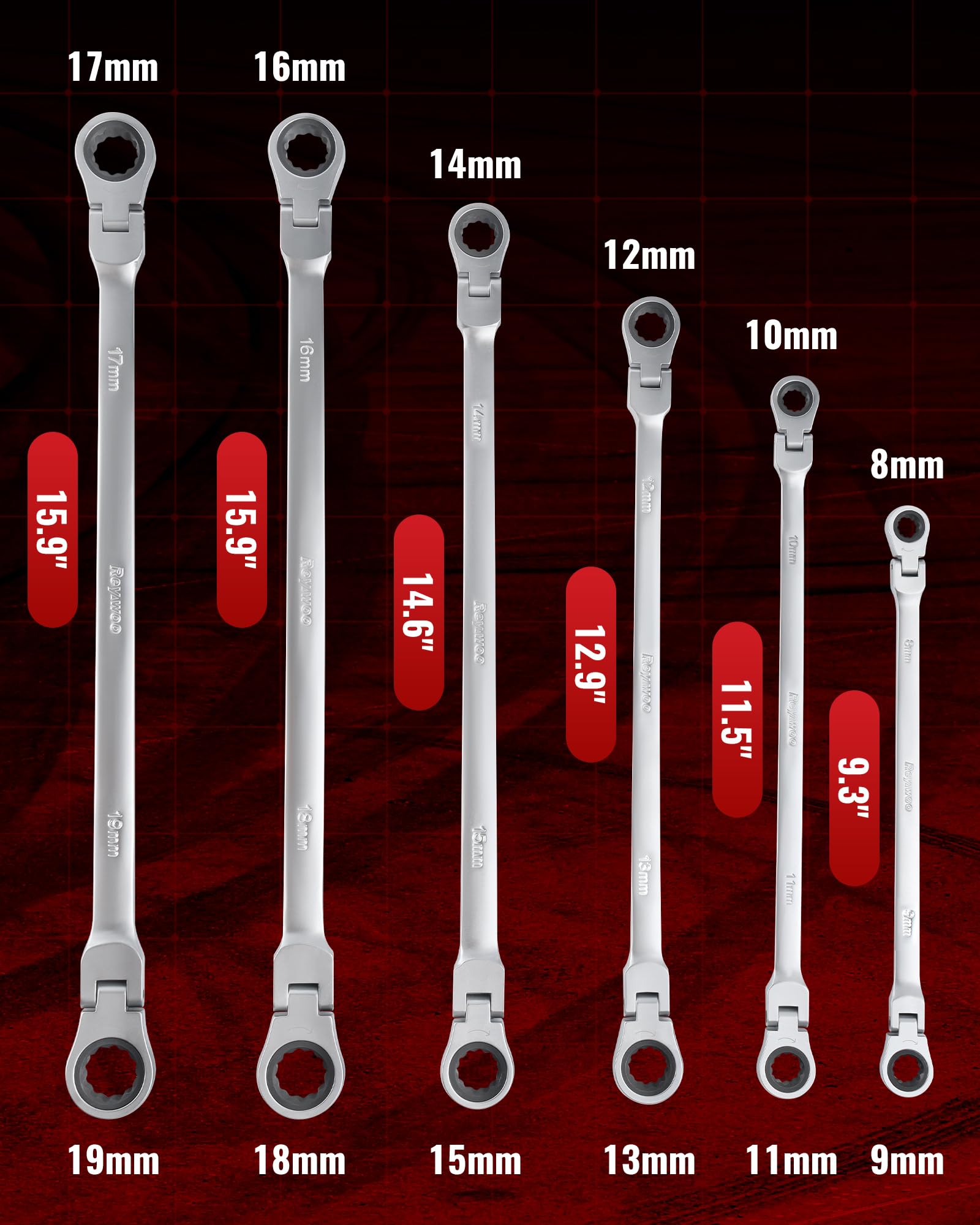 Reywoo kit ideal for hard-to-reach areas and metric bolts.
