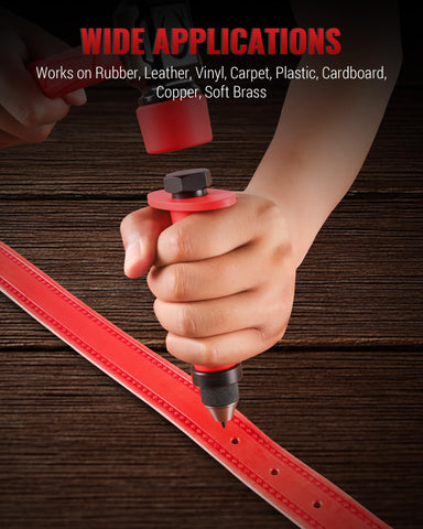 Reywoo Hole Punch Set demonstrates material compatibility across vinyl, leather, and plastic