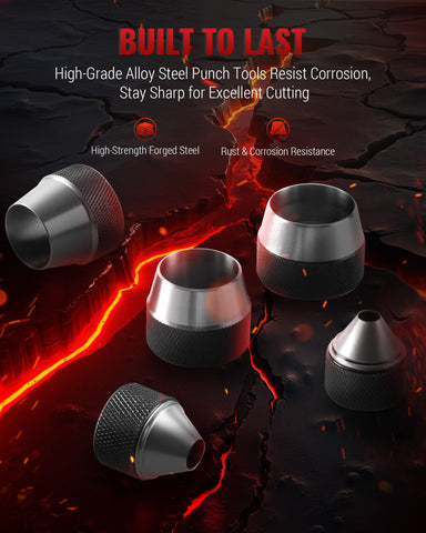 Reywoo Hole Punch Set pilot-tip center punch aids quick alignment on soft materials