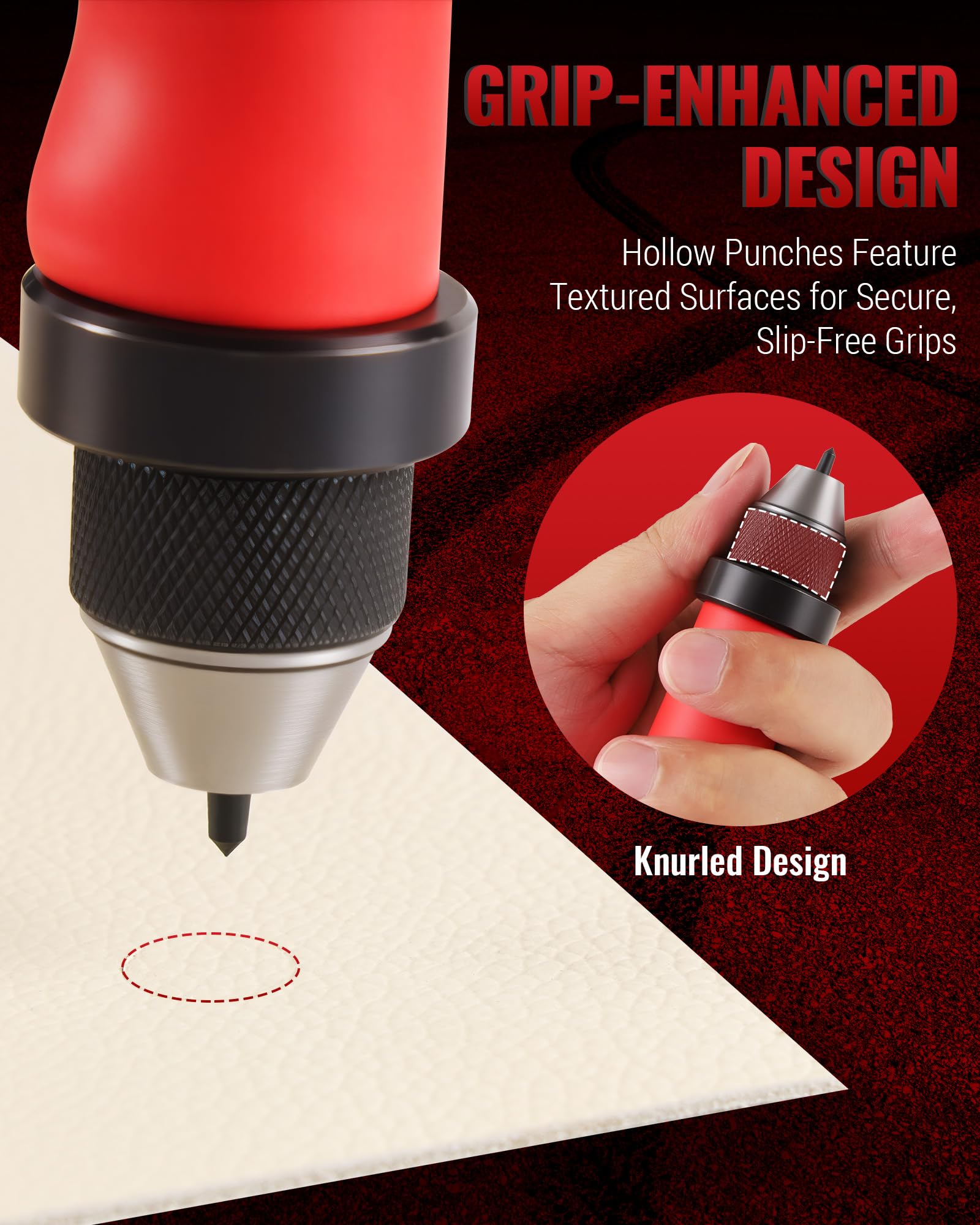 Reywoo Hole Punch Set textured grip for slip-free handling during use