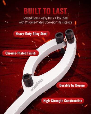 Reywoo Spanner Wrench Set chrome-plated finish resists rust on job sites