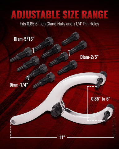 Reywoo Spanner Wrench Set includes pins for varied gland nut sizes