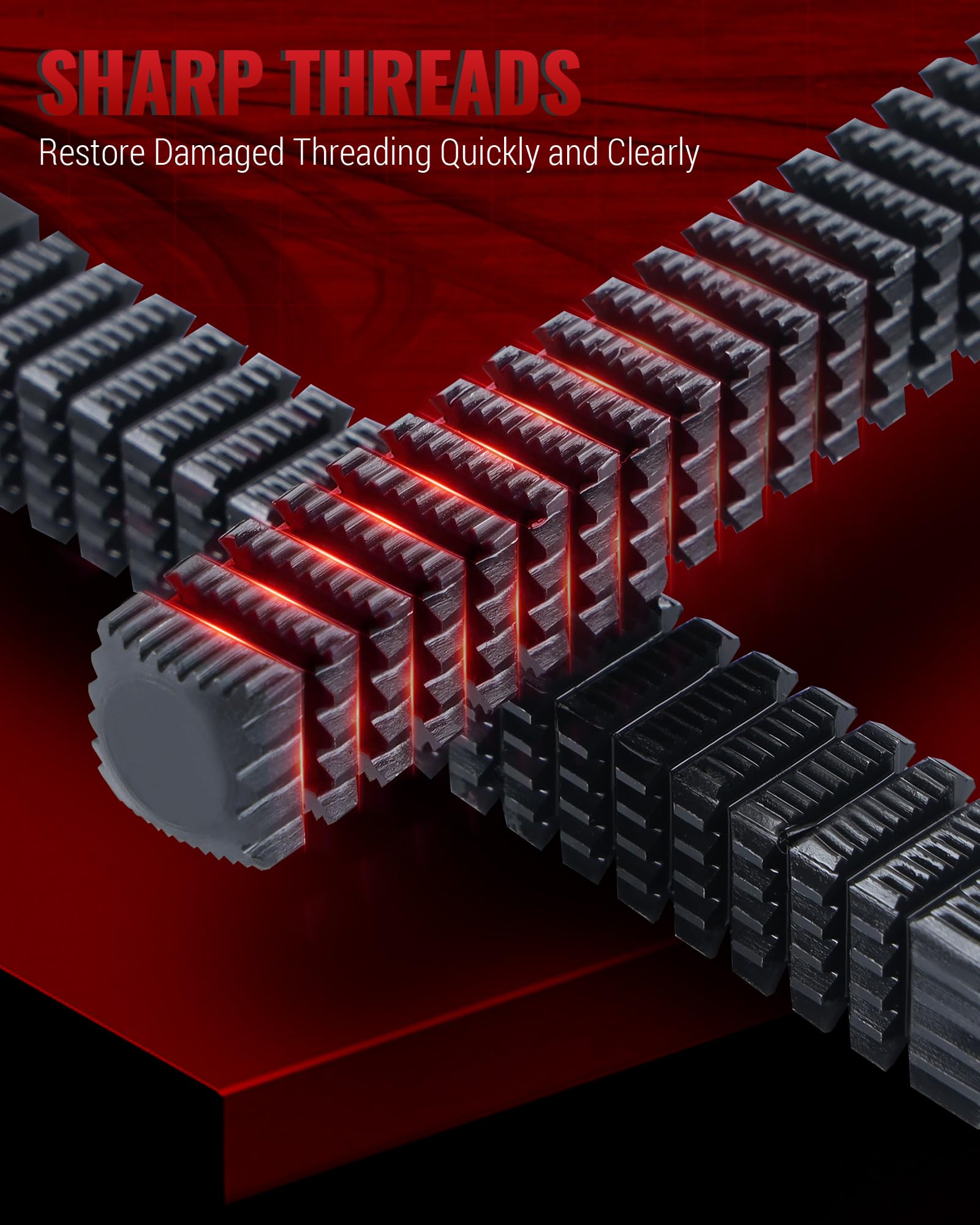 Reywoo thread restorer in use repairing bolt threads.