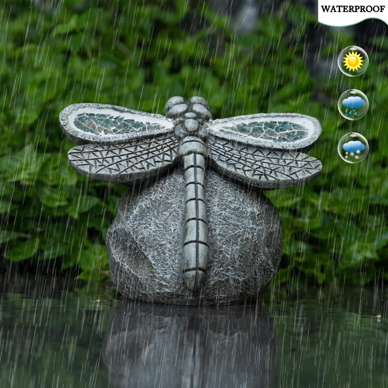 Rezpuao yard dragonfly sculpture adds whimsy to lawns and beds.