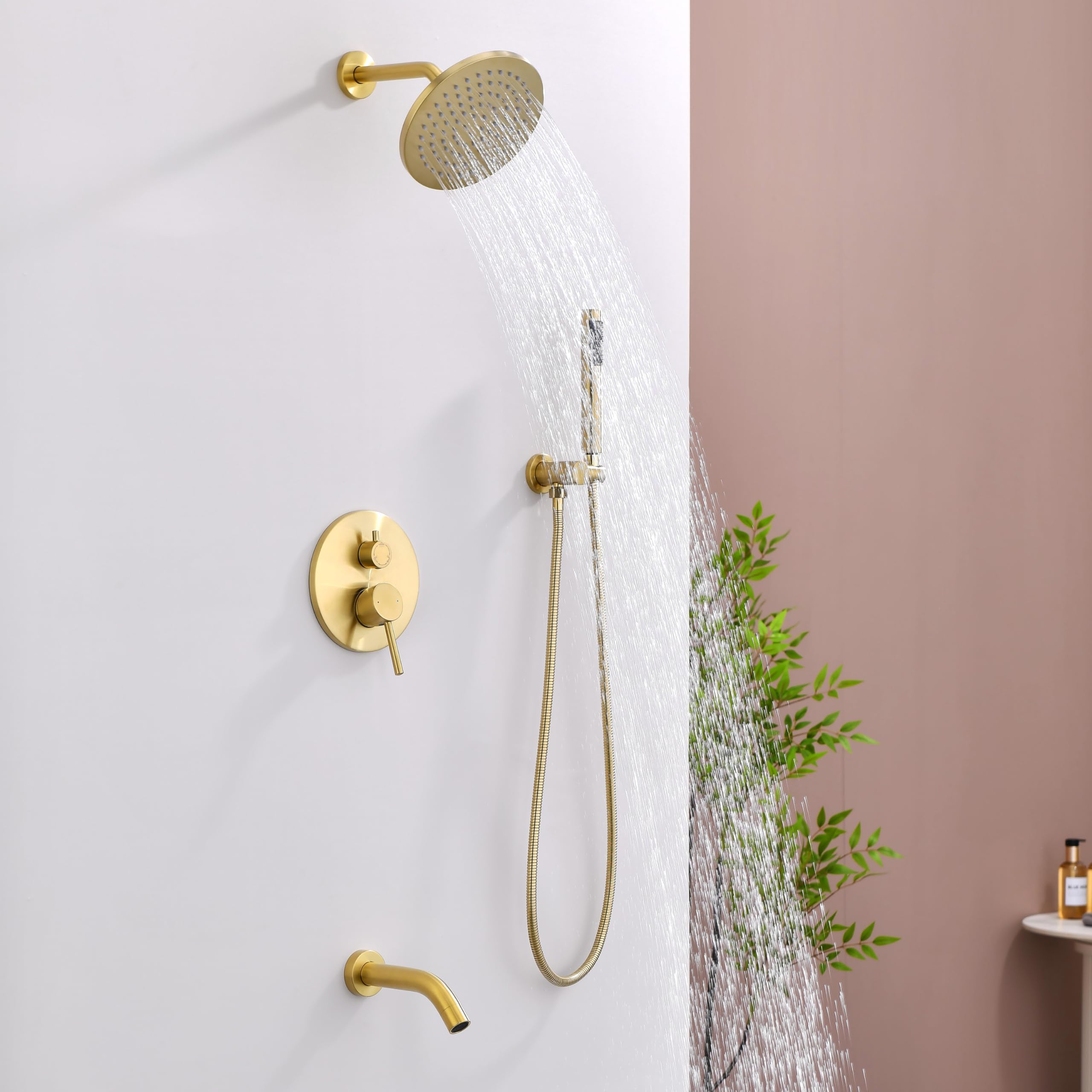RF SUNUAN brushed gold handheld spray for targeted rinsing and hair washing