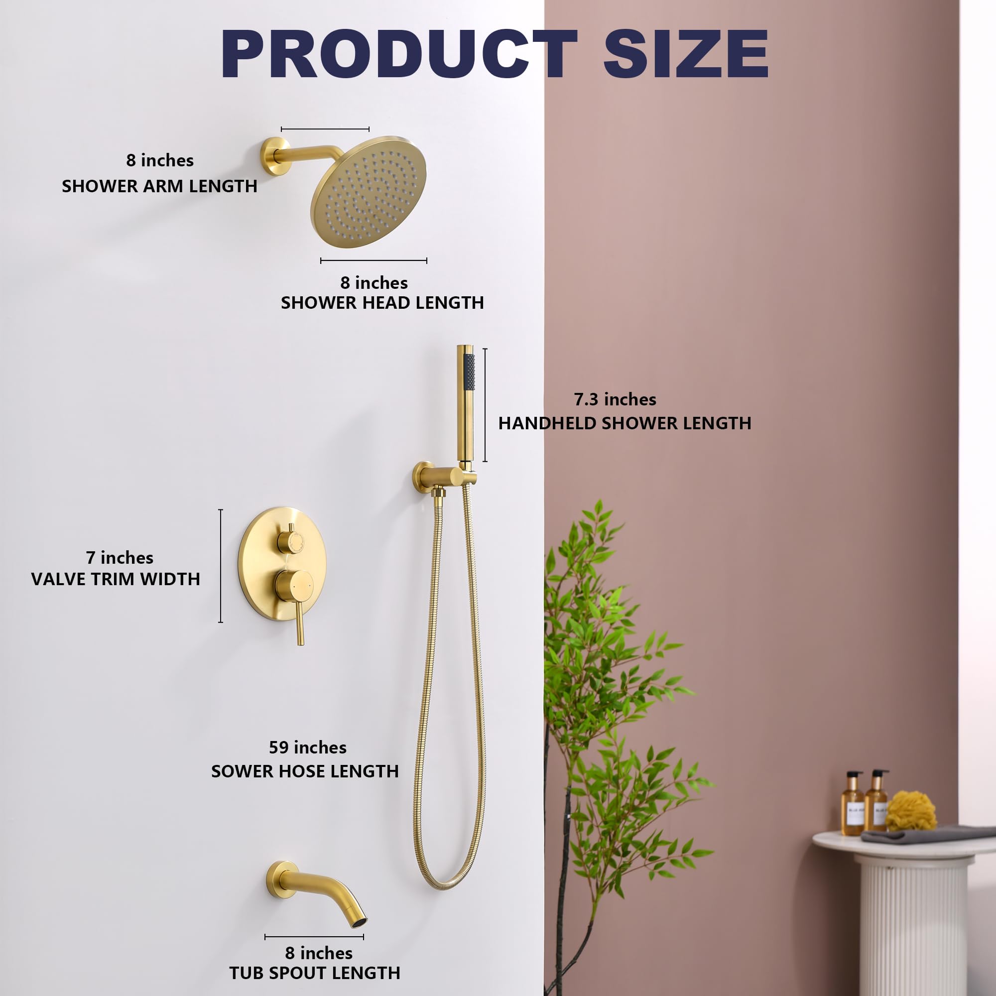 RF SUNUAN brushed gold tub spout enabling fast bath filling