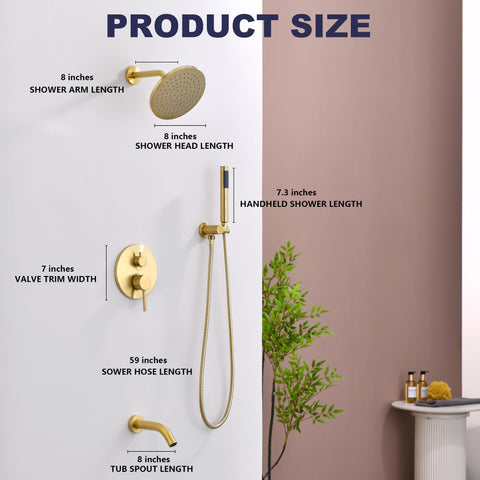 RF SUNUAN brushed gold tub spout enabling fast bath filling